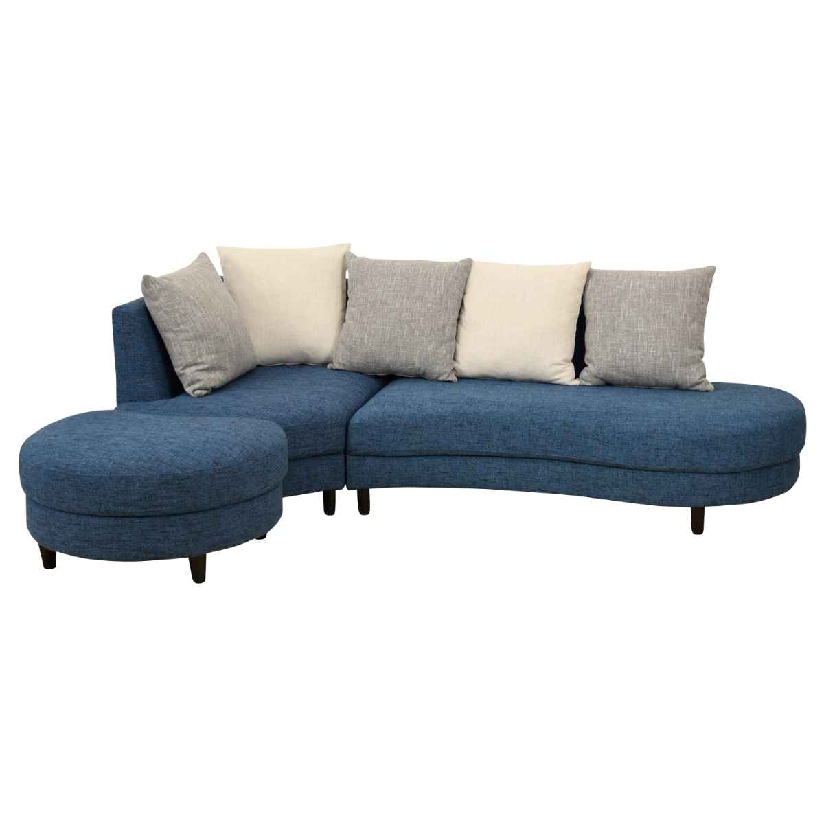 ソファ 3人掛け L字 脚取り外し可能 クッション5個付き ファブリック