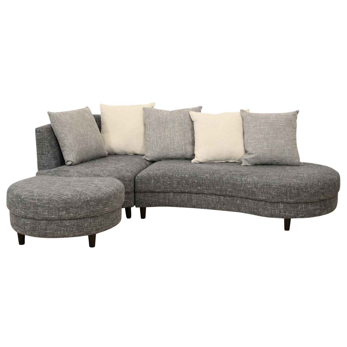 ソファ 3人掛け L字 脚取り外し可能 クッション5個付き ファブリック