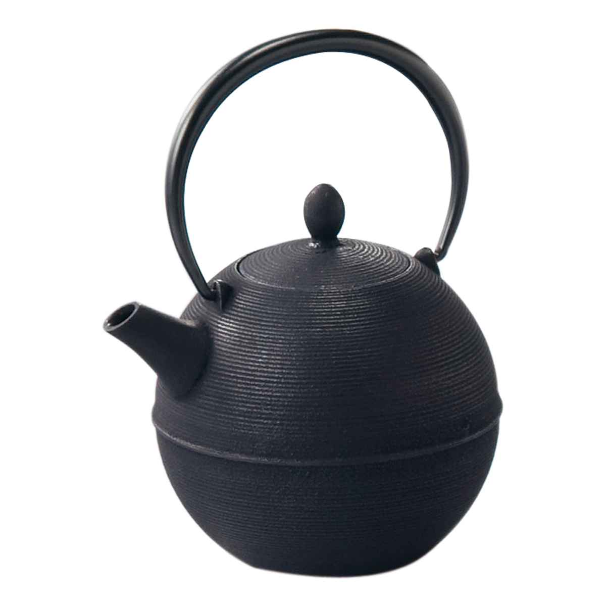 黒色鋳鉄鉄瓶 凹凸デザイン 茶こし付き　南部鉄器 藍花 急須 600ml 日の丸 鋳鉄 （ おしゃれ 大容量 南部鉄器 日本製