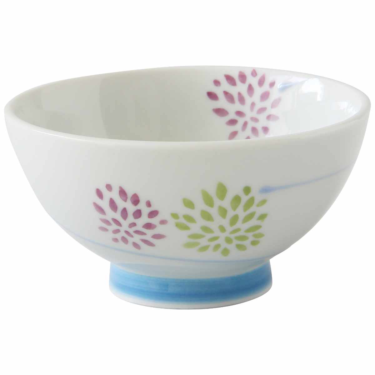 藍花 飯碗 11cm 菊ぽんぽん 陶器 波佐見焼 （ 食洗機対応 電子