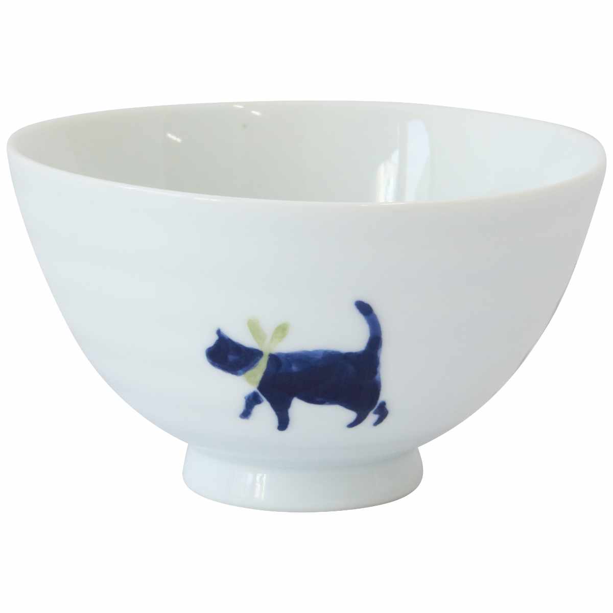 藍花 飯碗 11.5cm 気まま猫 磁器 波佐見焼 （ 食洗機対応 電子レンジ