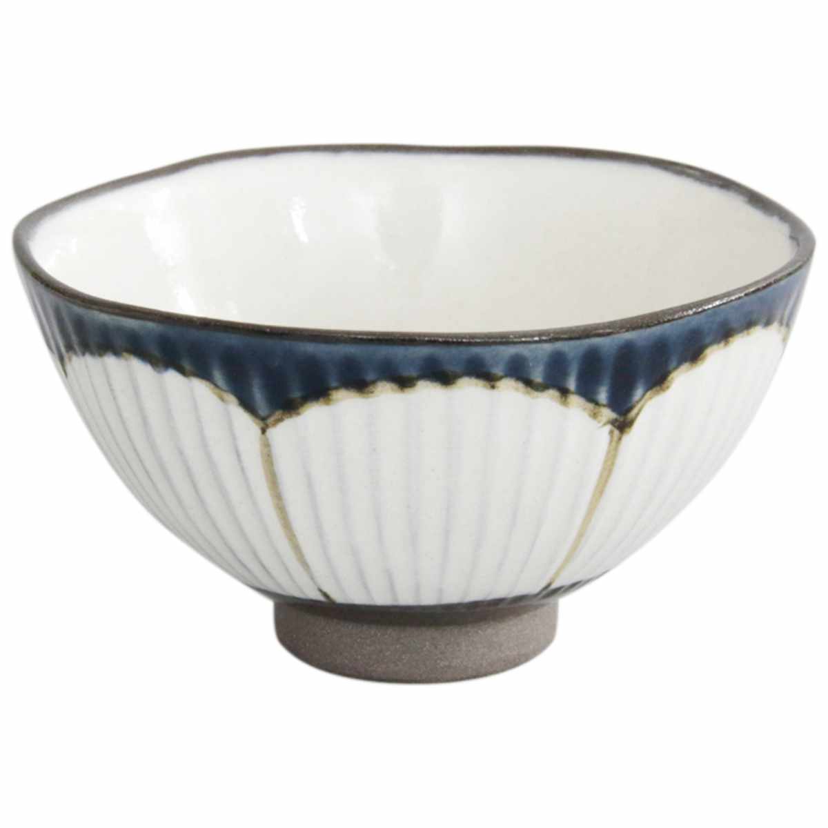 飯碗 11cm しのぎ花 藍花 陶器 波佐見焼 （ 食洗機対応 電子