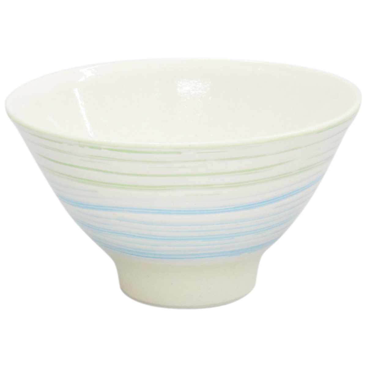 飯碗 12cm 二色刷毛目 藍花 陶器 波佐見焼 （ 食洗機対応 電子