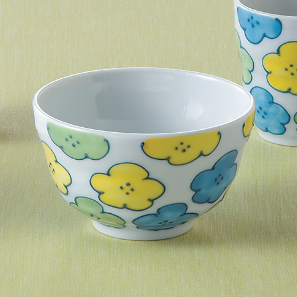 花柄陶器飯碗 藍花 飯碗 花柄 磁器 波佐見焼 （ 食洗機対応 電子レンジ対応 茶碗 お