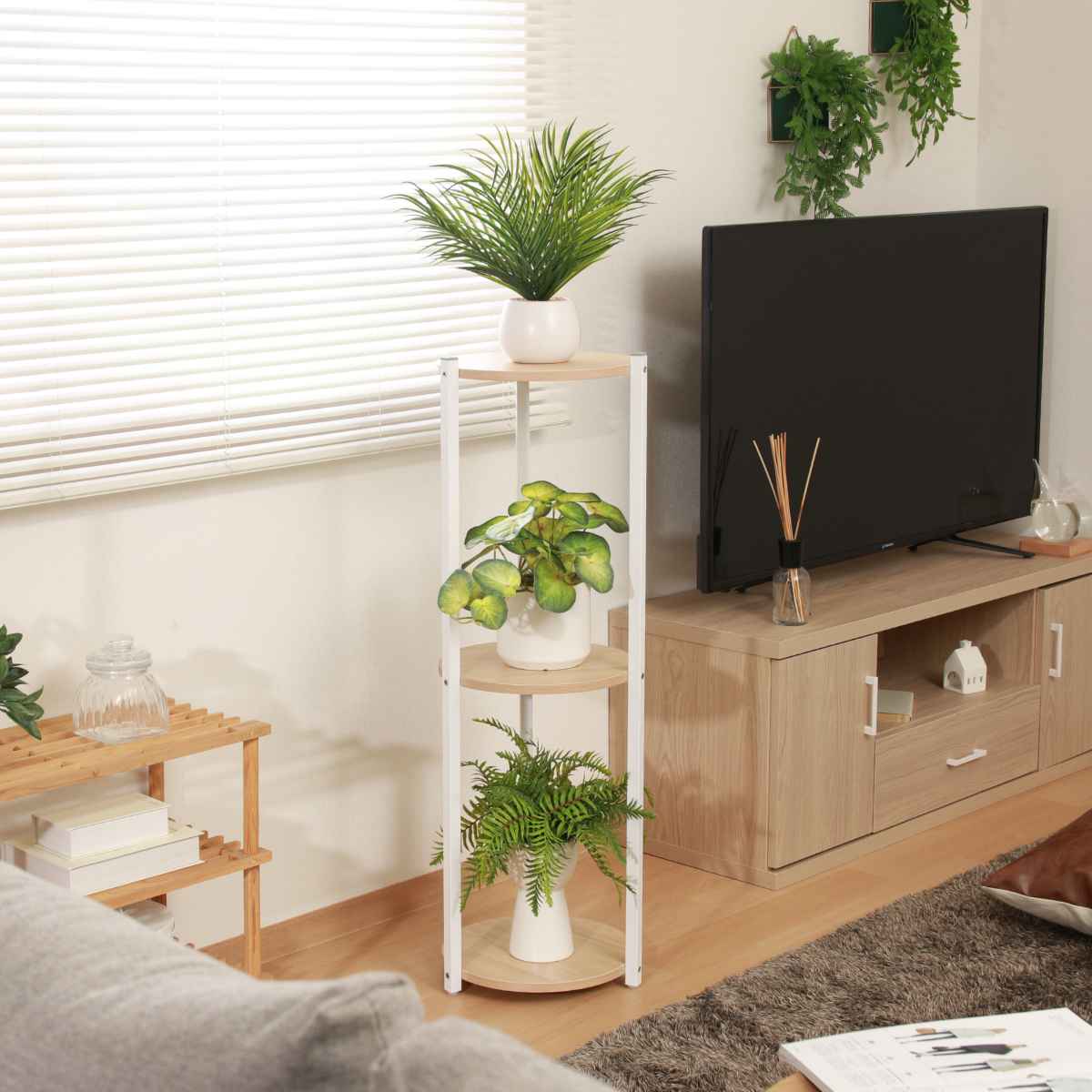 不二貿易（Fuji Boeki） ディスプレイラック 幅35cm 3段 円型 フラワー