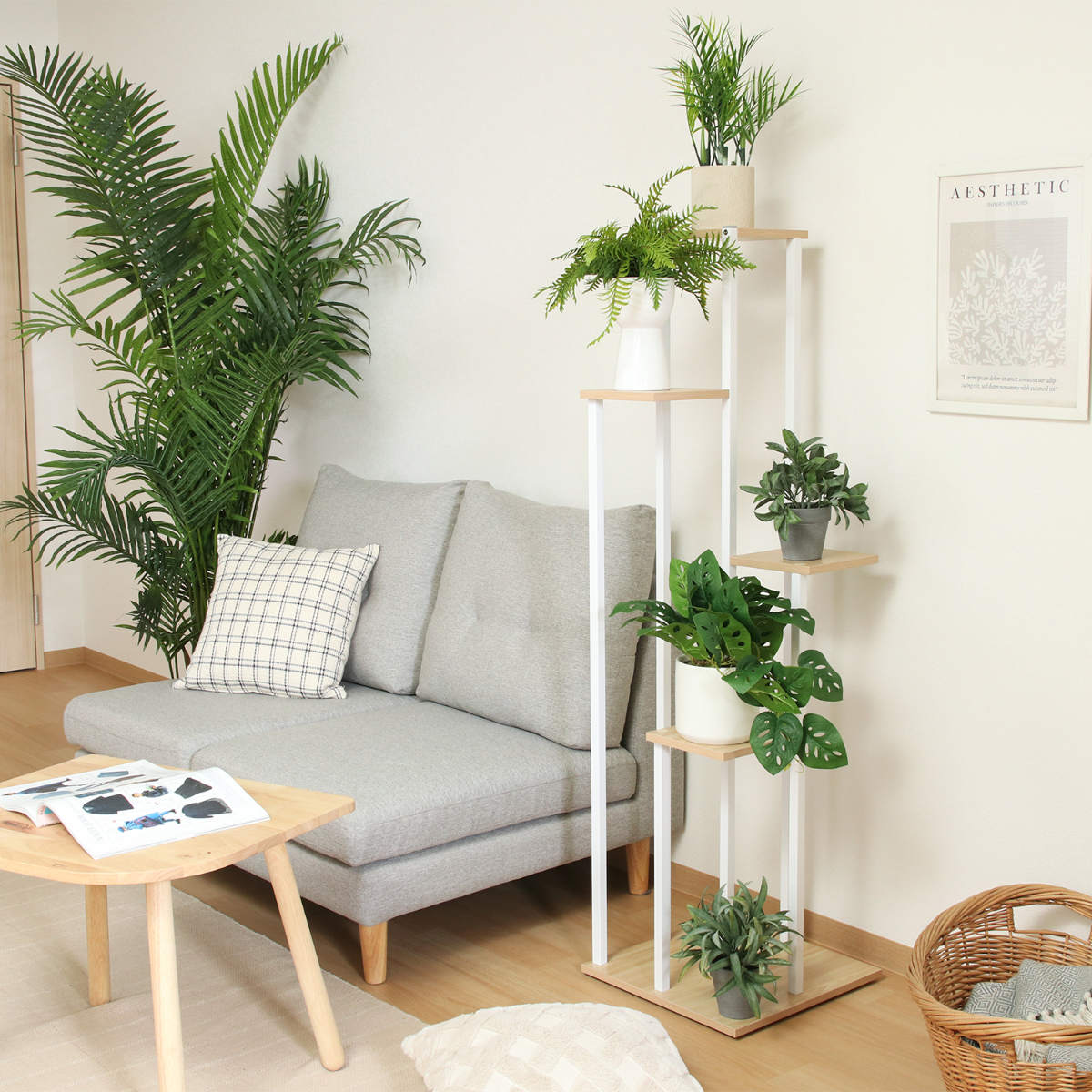 ディスプレイラック 幅40cm 5段 階段タイプ フラワースタンド