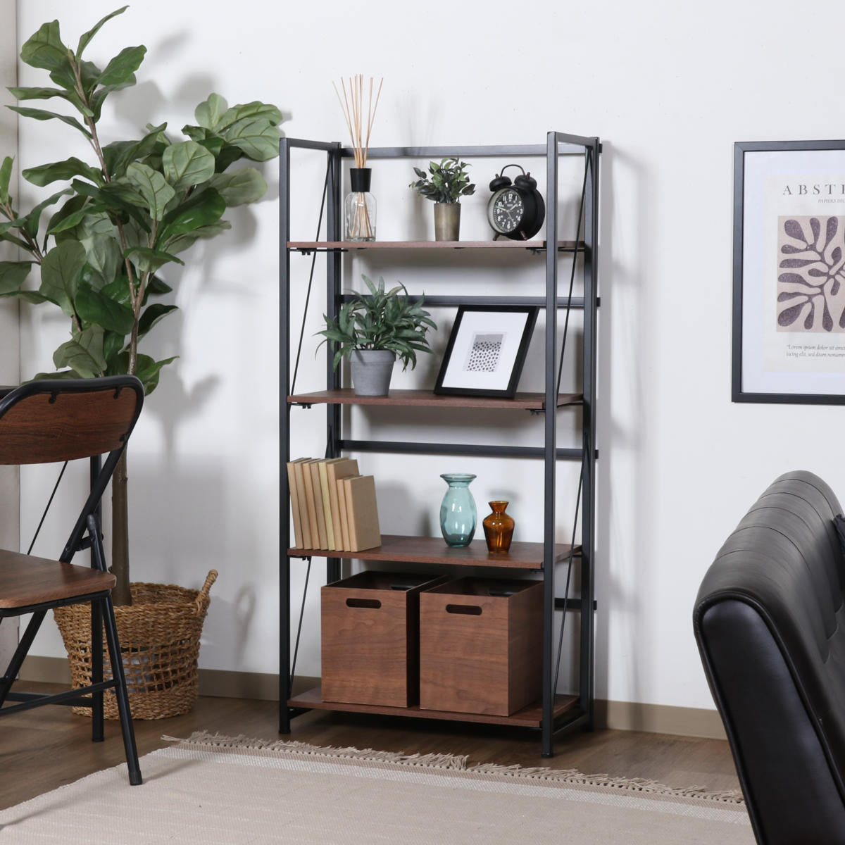 不二貿易（Fuji Boeki） シェルフ 幅61cm 4段 折りたたみ式