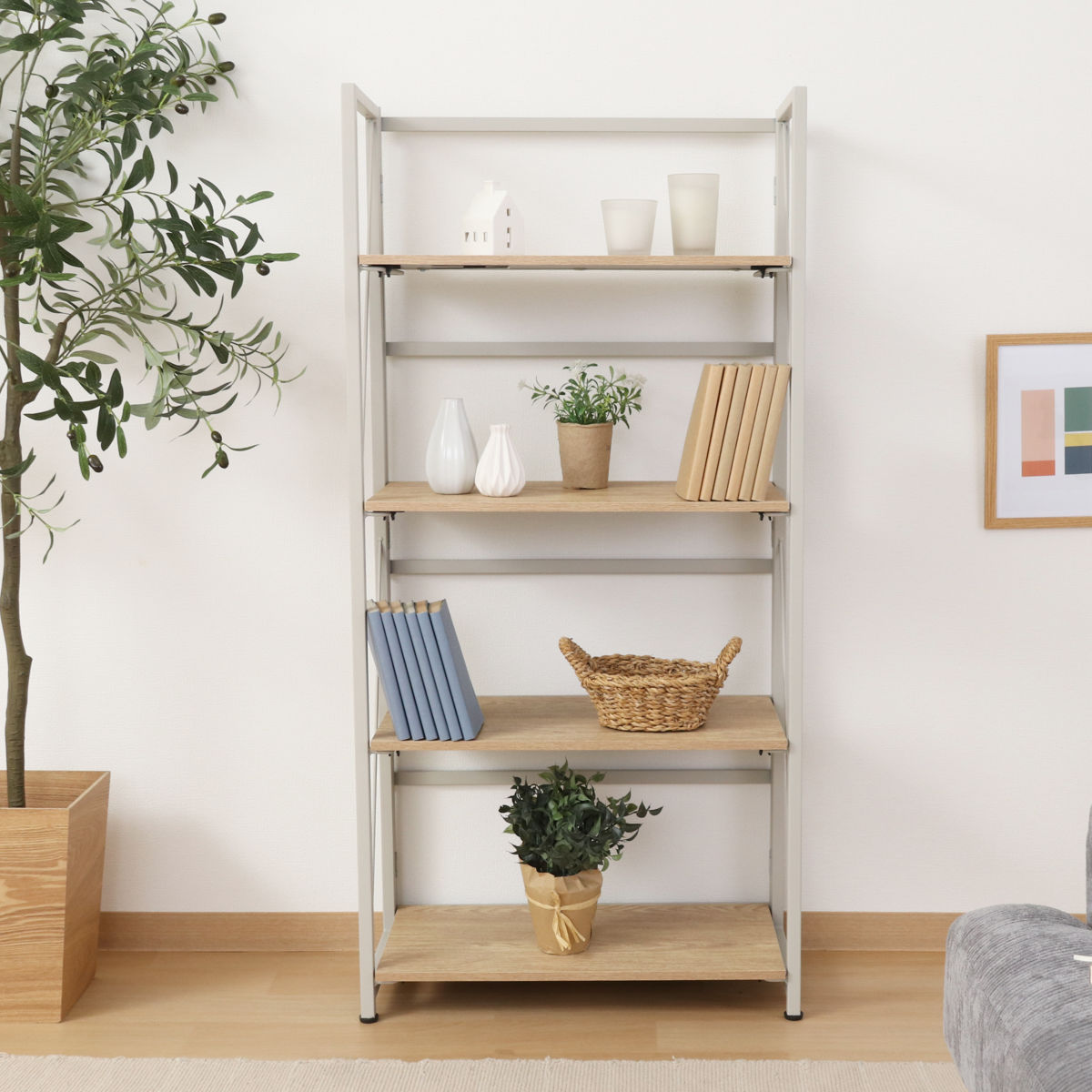 不二貿易（Fuji Boeki） シェルフ 幅61cm 4段 折りたたみ式