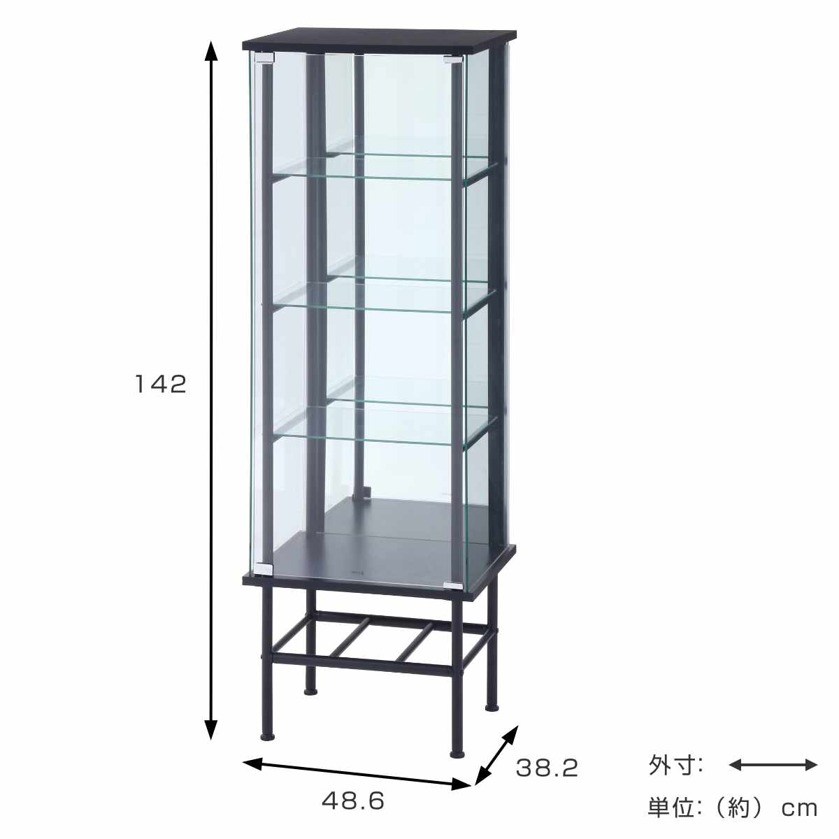 不二貿易（Fuji Boeki） コレクションケース 幅48.6cm 4段 背面ミラー