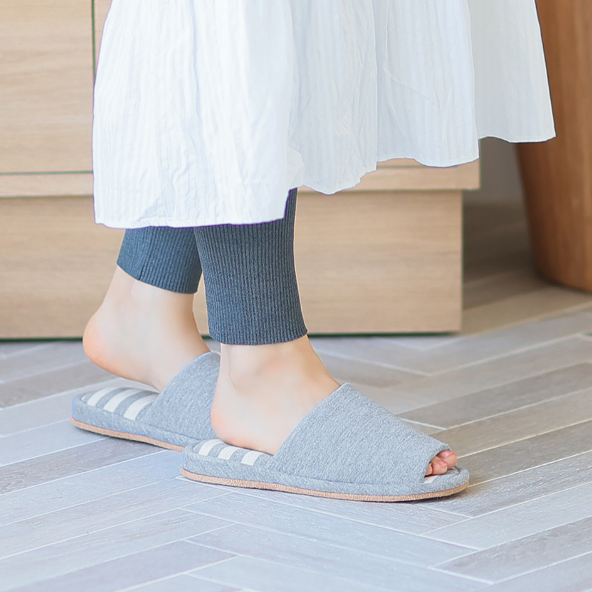 スリッパ ウォッシャブルボーダー M 約22....の詳細画像2
