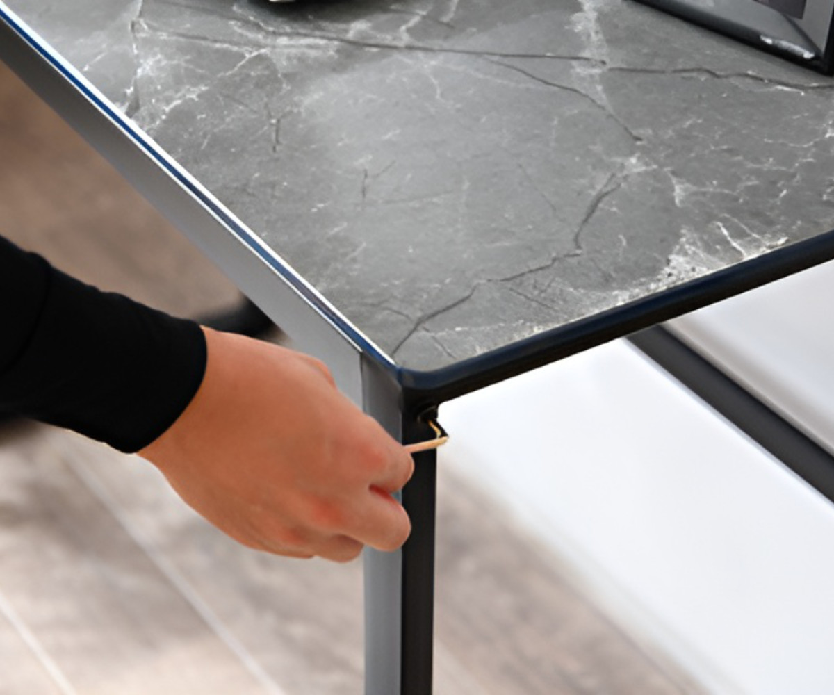 ワークデスク 幅110cm 大理石柄 ガラスデスク エッセイ （ 奥行50cm