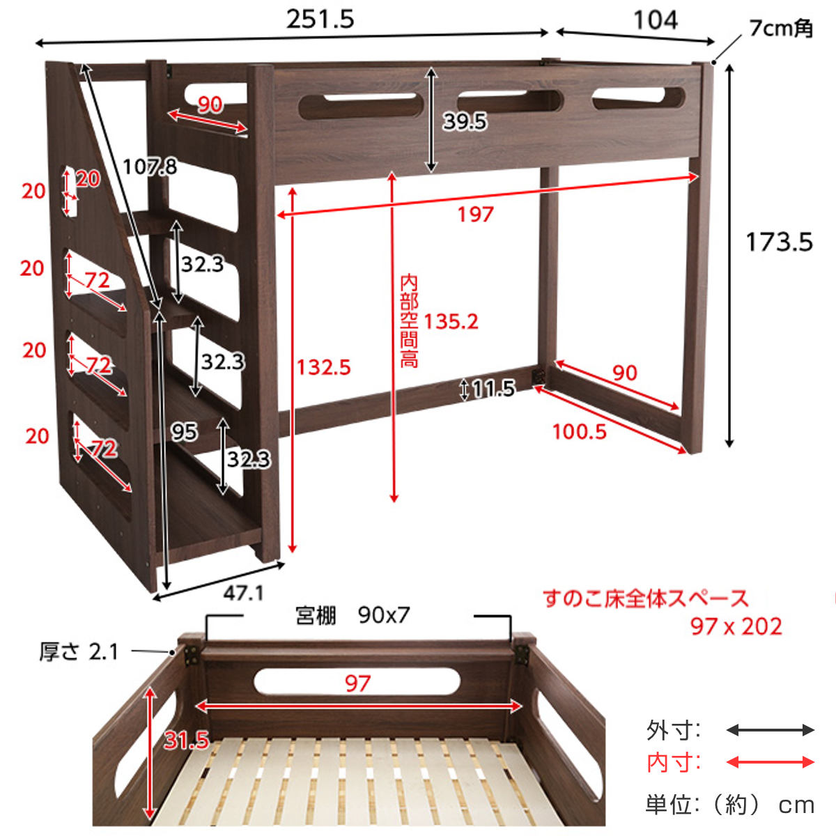 ホームテイスト（HOME taste） ロフトベッド YOUICK シングル 宮棚