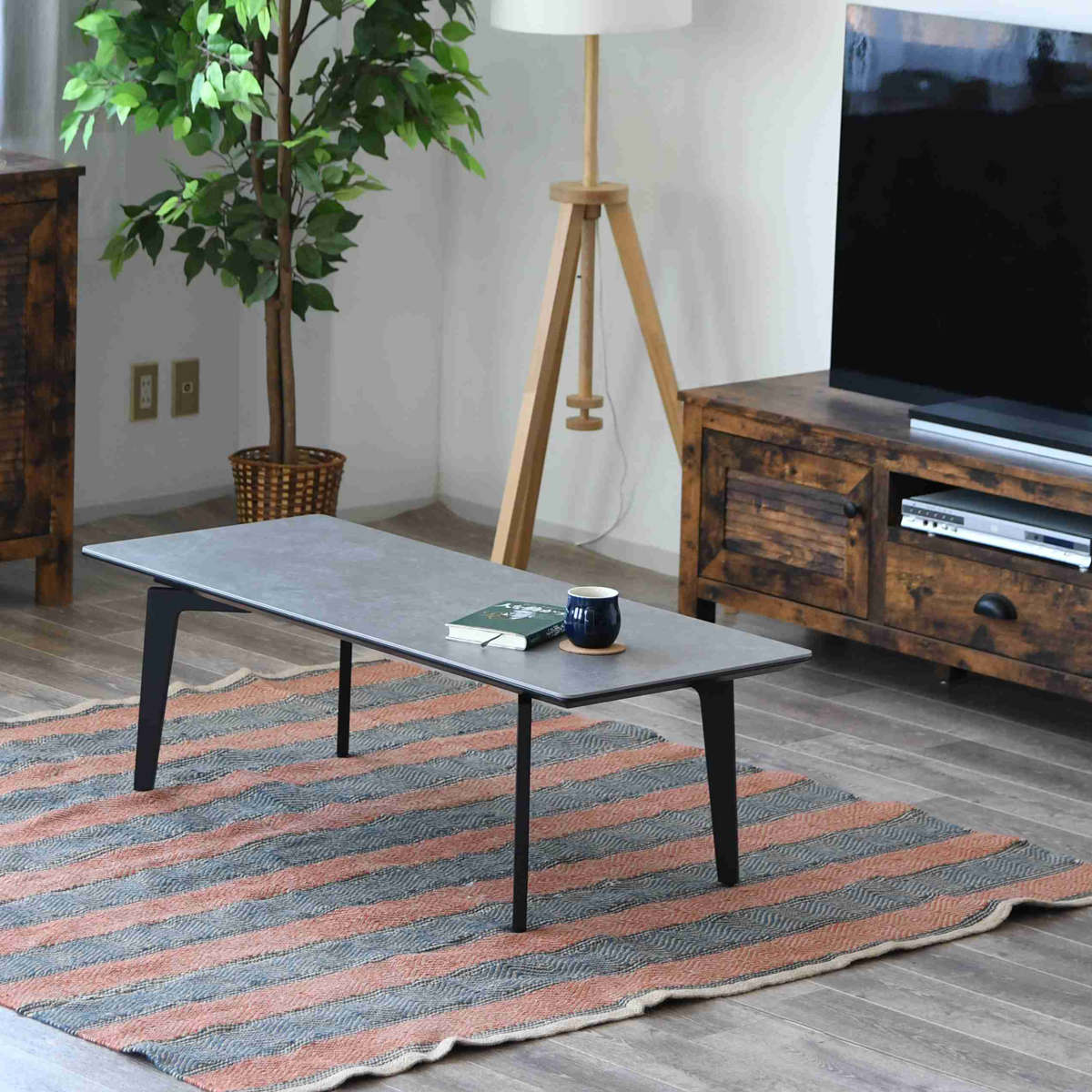 センターテーブル 幅120cm セラミック天板 サーブルツー （ 石目調