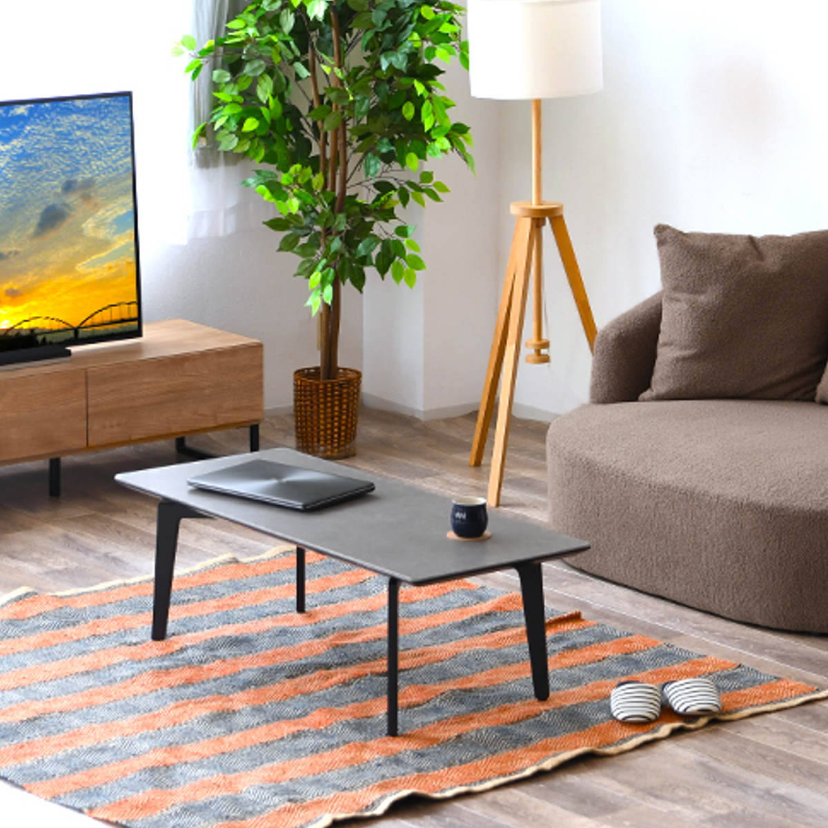 セラミック天板 幅120cm センターテーブル リビングテーブル ローテーブル センターテーブル 幅120cm セラミック天板 サーブルツー （ 石目調