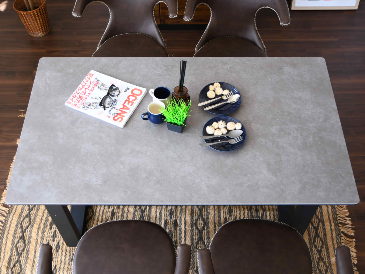 140cm グレー テーブル 後藤家具物産 セラミック ダイニングテーブル 幅1400×奥行800×高さ