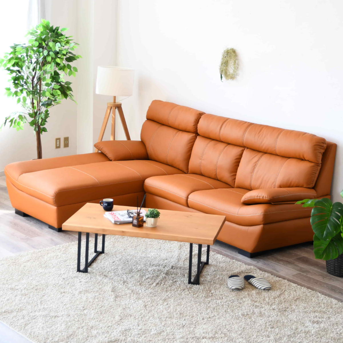 ソファ 3人掛け カウチソファ 右カウチ コルタナ （ 開梱設置 L字