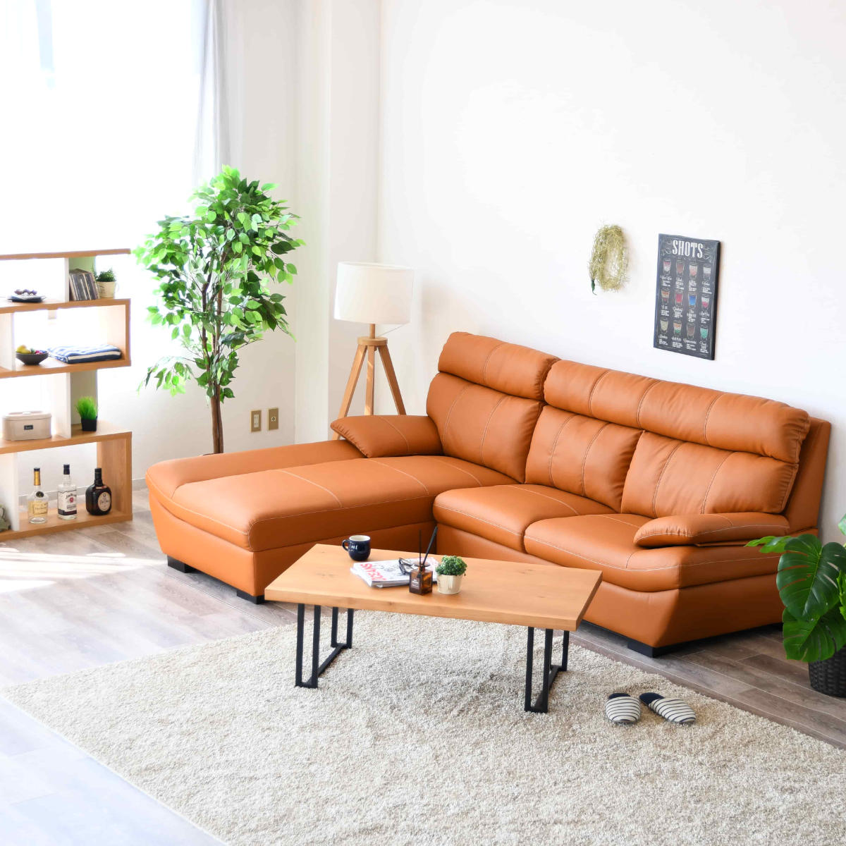 ソファ 3人掛け カウチソファ 右カウチ コルタナ （ 開梱設置 L字