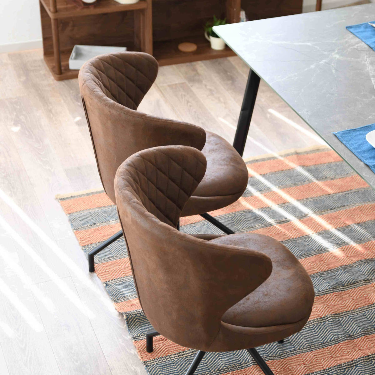 ダイニングチェア 回転 座面高50cm レザー調 カーゴ （ ファブリック