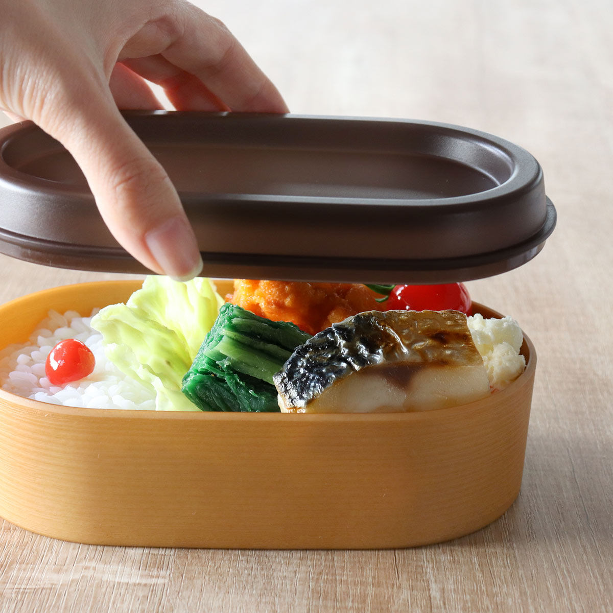 正和 お弁当箱 お米がくっつきにくい弁当箱 1段 600ml 木目小判弁当