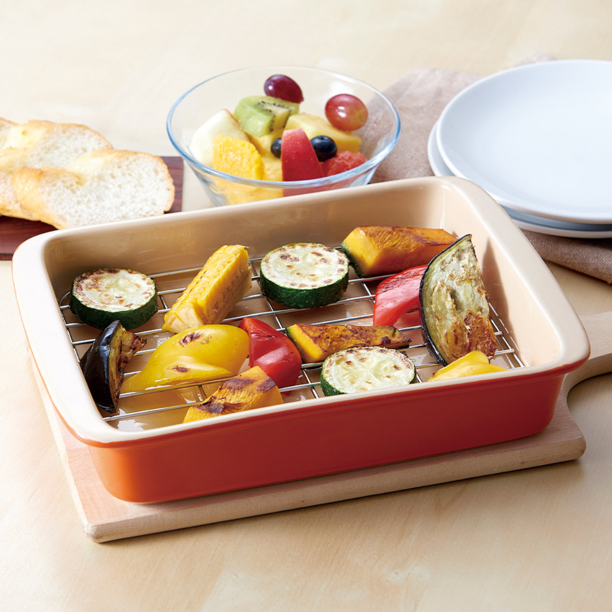 ☆値引き中☆常滑焼　陶房杉　角型-網目の大皿 アイメディア トースタートレー 網付き 食洗機対応 電子レンジ対応