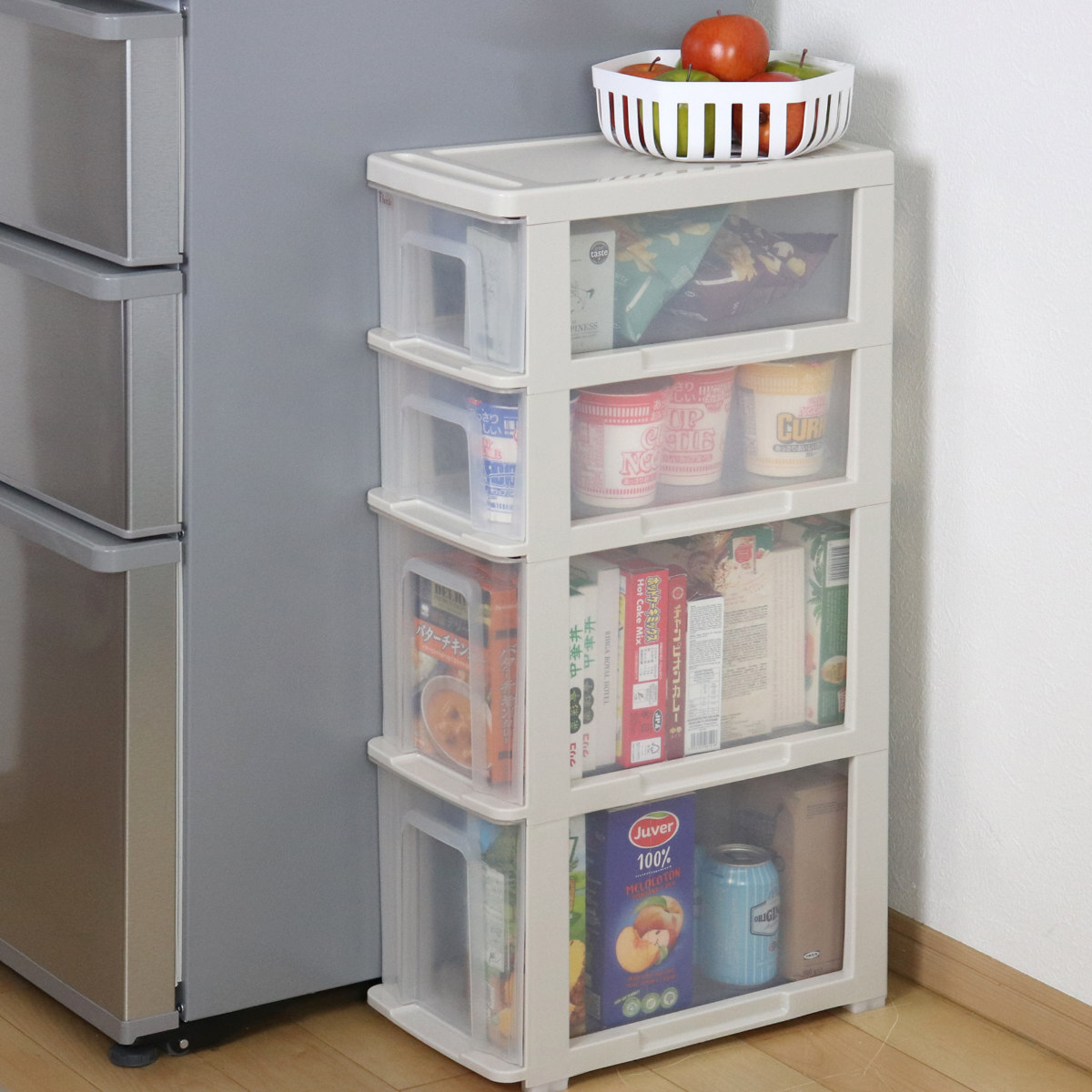 【在庫セール】Hogdseirrs サンコープラスチック 日本製 すき間収納4段 サンコープラスチック キッチンストッカー シンクスリム 幅22cm 4段