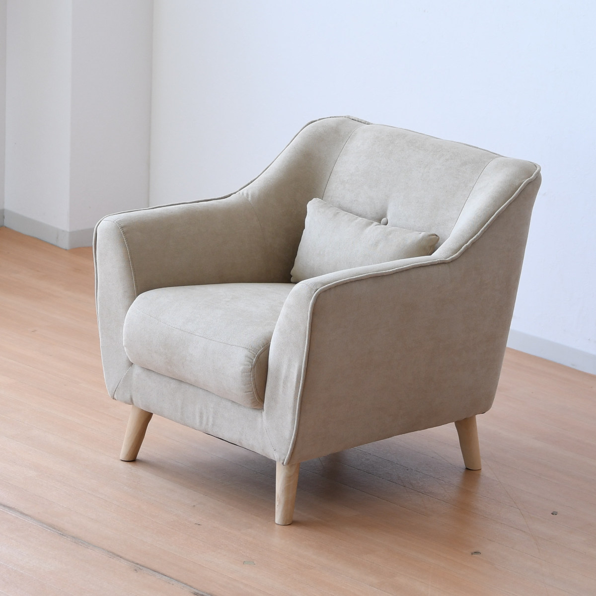 ソファ 1人掛け 幅80cm フィール ベロア調 （ ソファー 脚取り外し