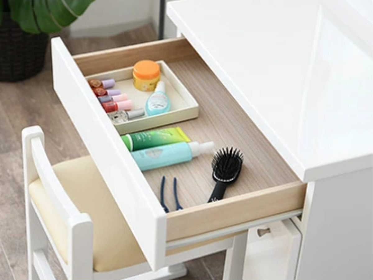 新品未使用　ドレッサー 鏡台　① ドレッサー 鏡台 一面鏡 幅58.5cm プリマ （ 奥行41cm スツール付き