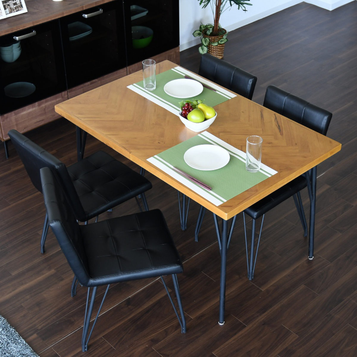 ダイニングテーブル 幅120cm ヘリンボーン柄 （ ダイニング テーブル