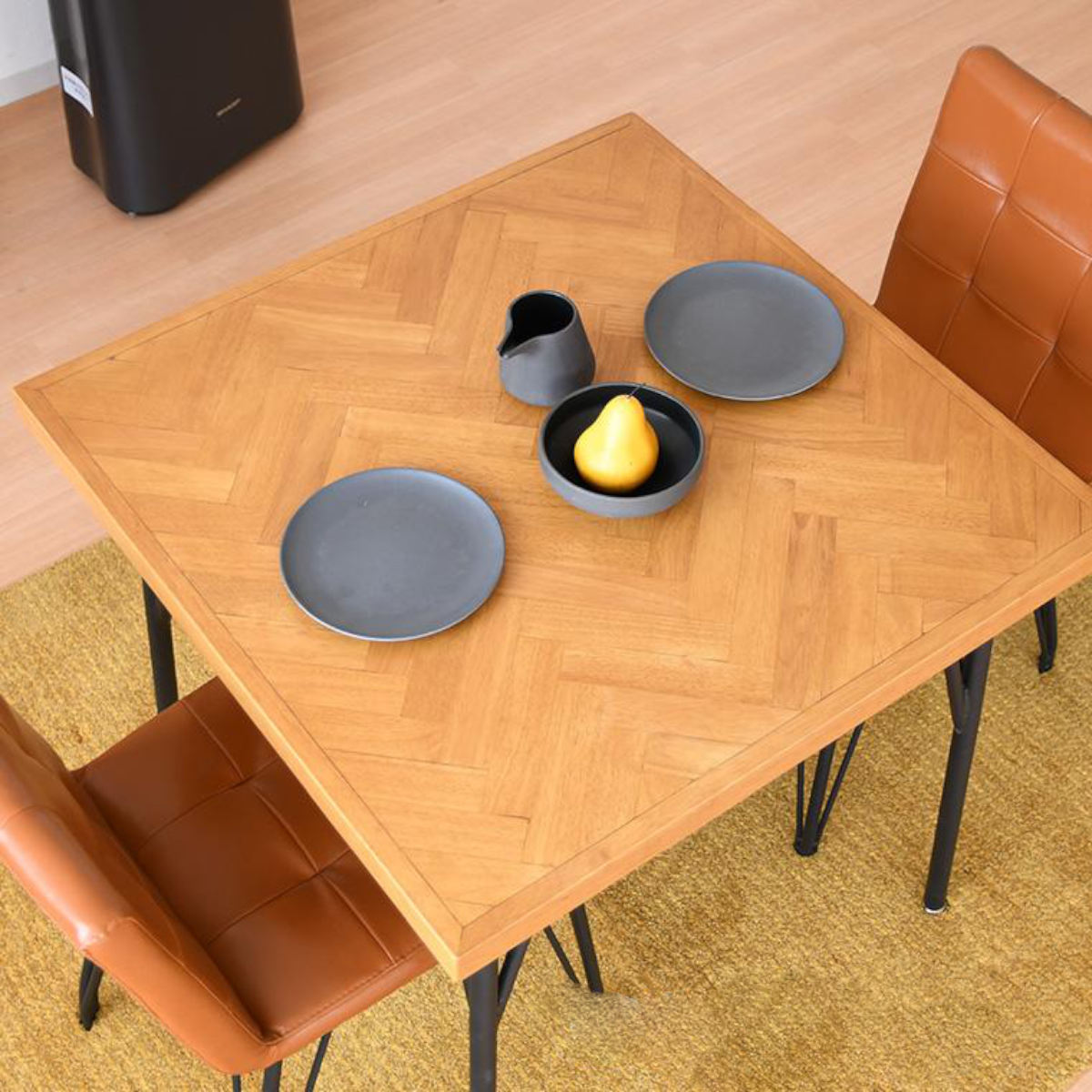 ダイニングテーブル 幅75cm ヘリンボーン柄 （ カフェテーブル ミニ