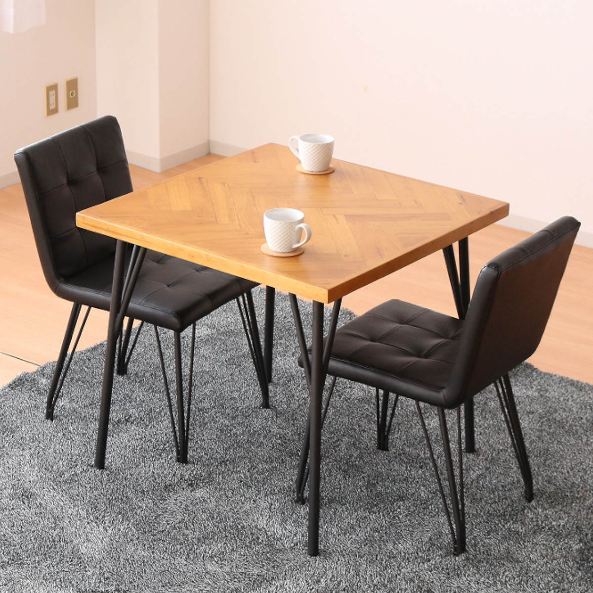 ダイニングテーブル 幅75cm ヘリンボーン柄 （ カフェテーブル ミニ