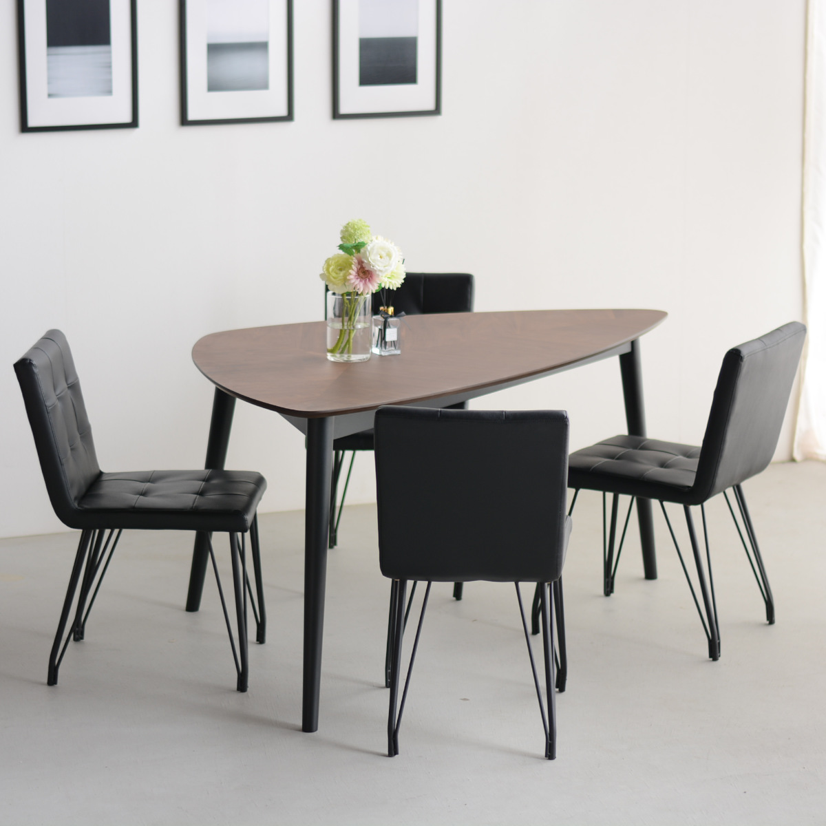 ダイニングテーブル 幅150cm 木の葉型 （ ウォールナット ウォルナット