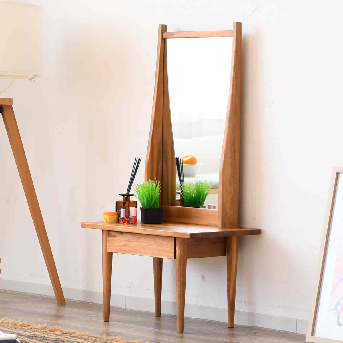 ドレッサー ロータイプ コンパクト 木製 タイム （ 鏡台 メイク台 鏡