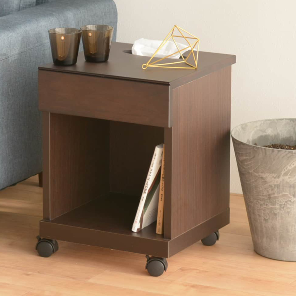 ナイトテーブル 高さ47cm キャスター付 35L シュシュツー （ サイド