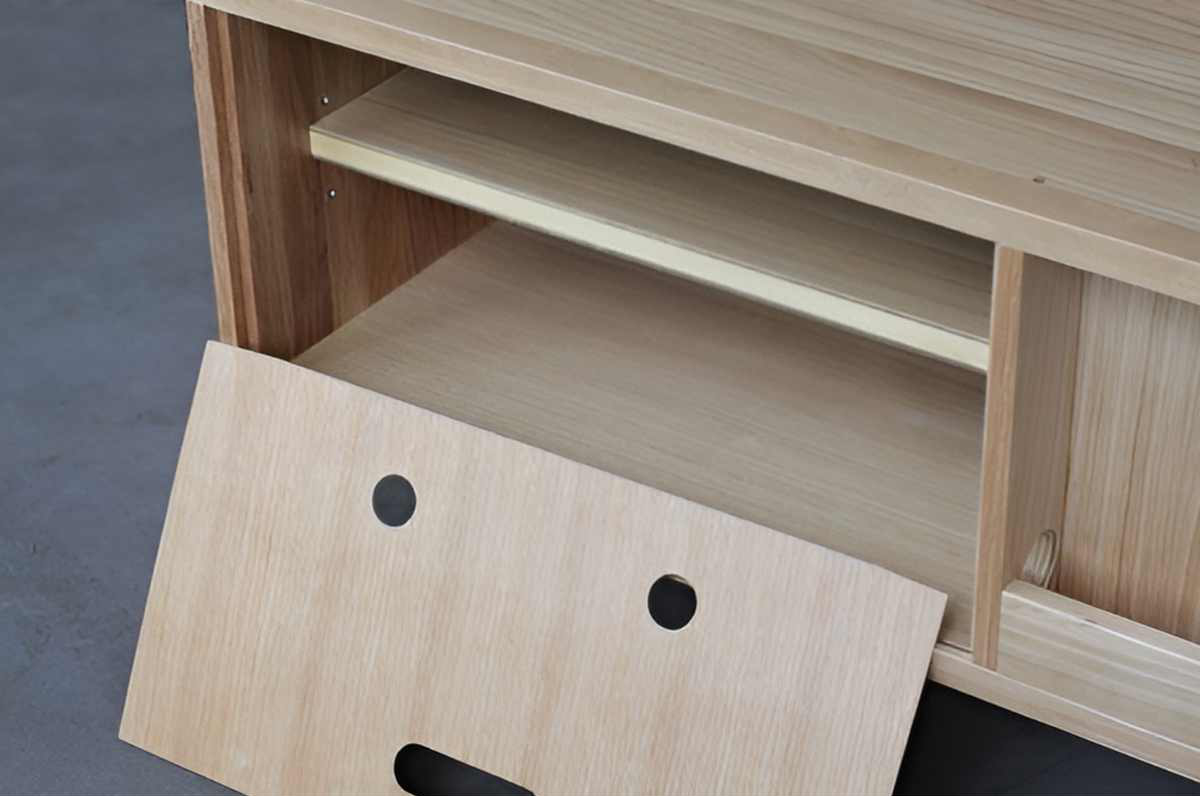 起立木工 テレビボード 縦格子デザイン オーク無垢材 KISSUI 幅150cm