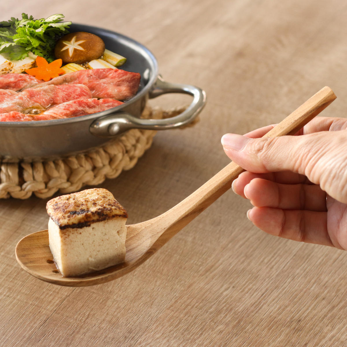 豆腐すくい 木製 KOTOKOTO 穴あきお玉 （ ことこと おたま レードル 穴