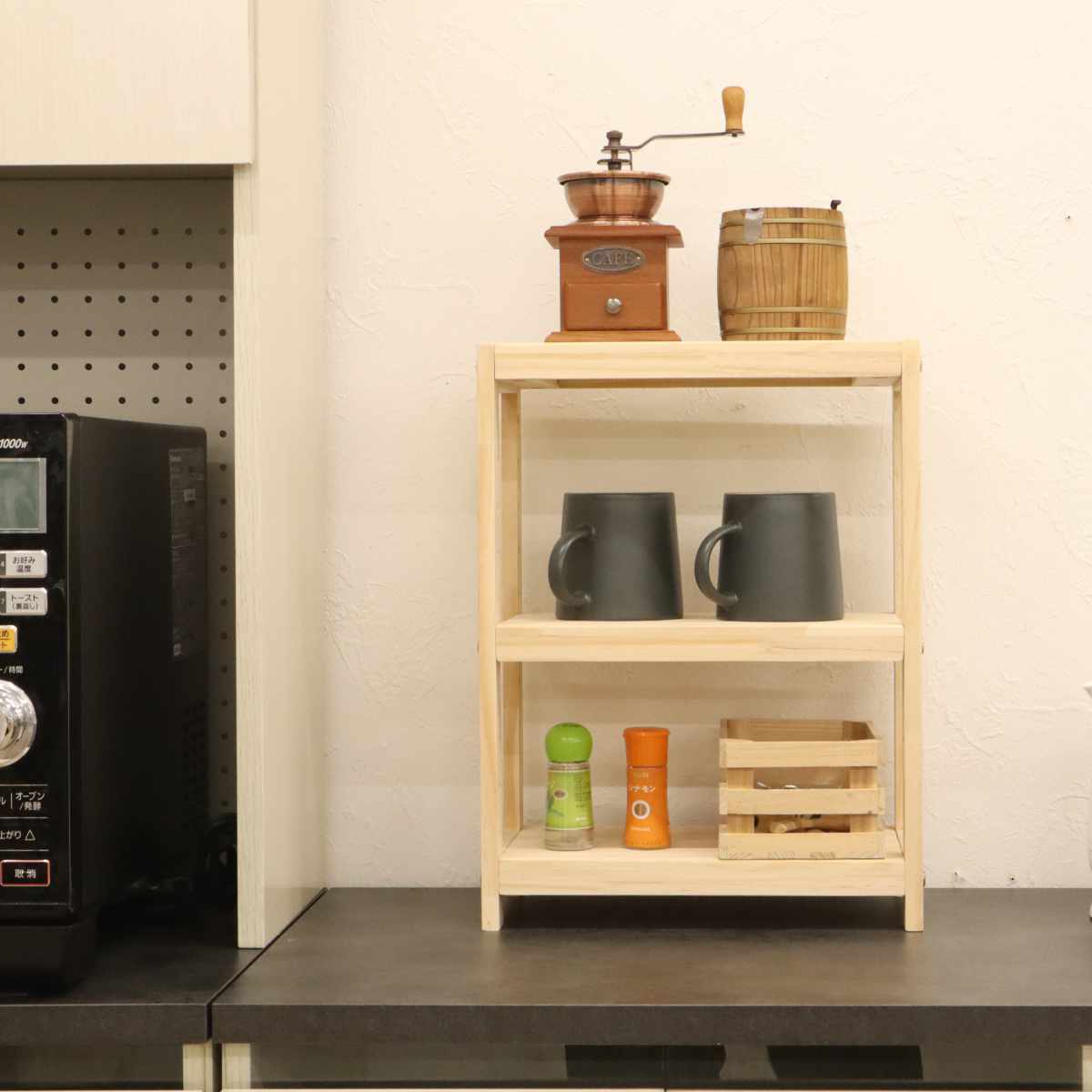 エイ・アイ・エス オープンラック 3段 天然木 パイン材 幅30cm （ 木製