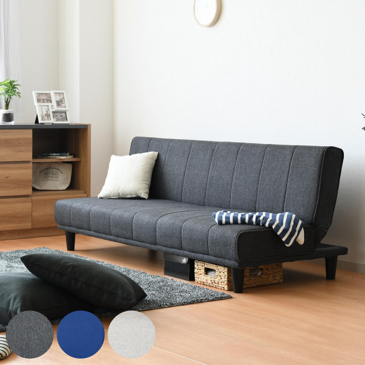 ソファベッド 幅180cm レイジ （ 3段階 リクライニング 肘なし