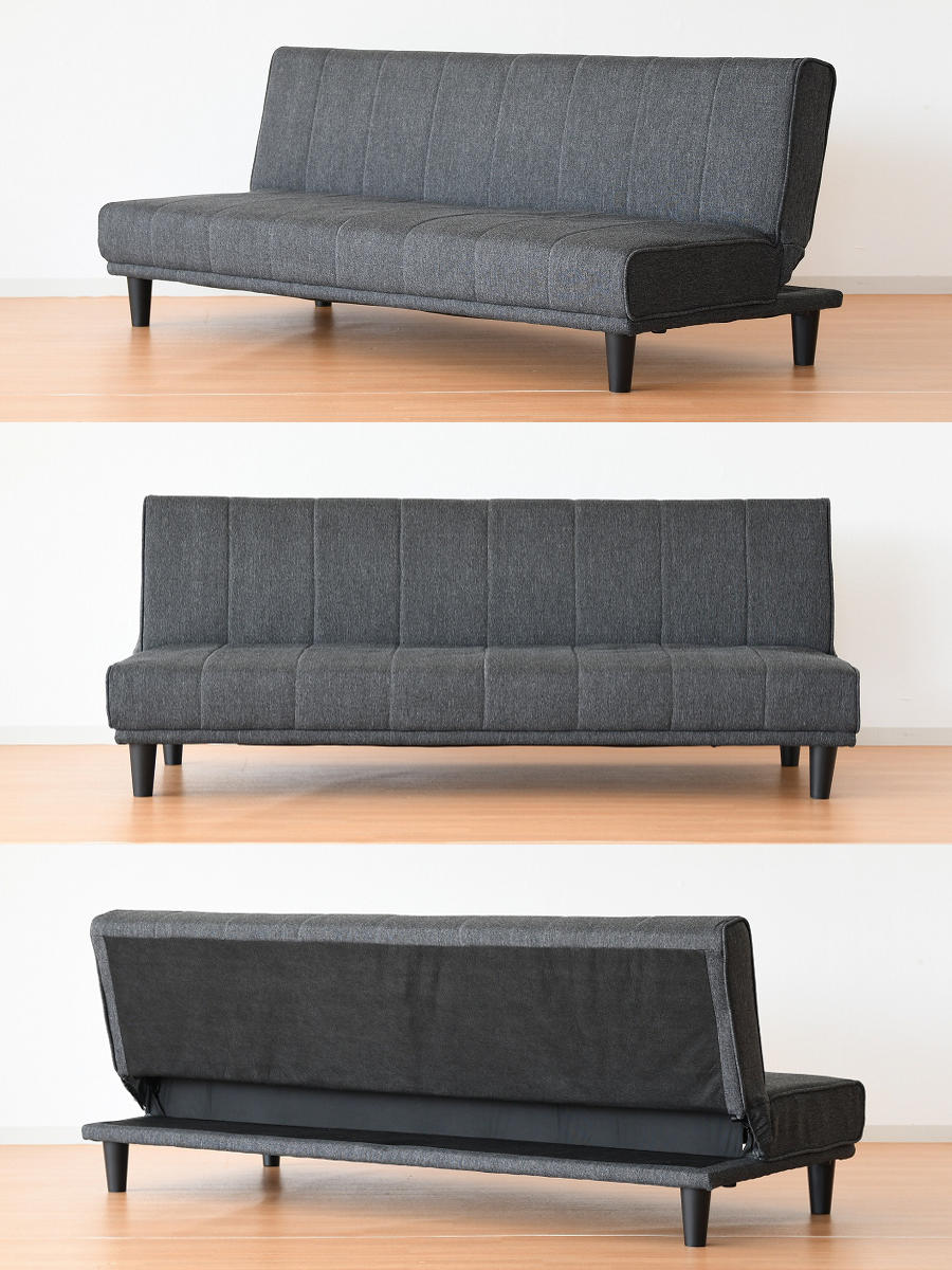 ソファベッド 幅180cm レイジ （ 3段階 リクライニング 肘なし