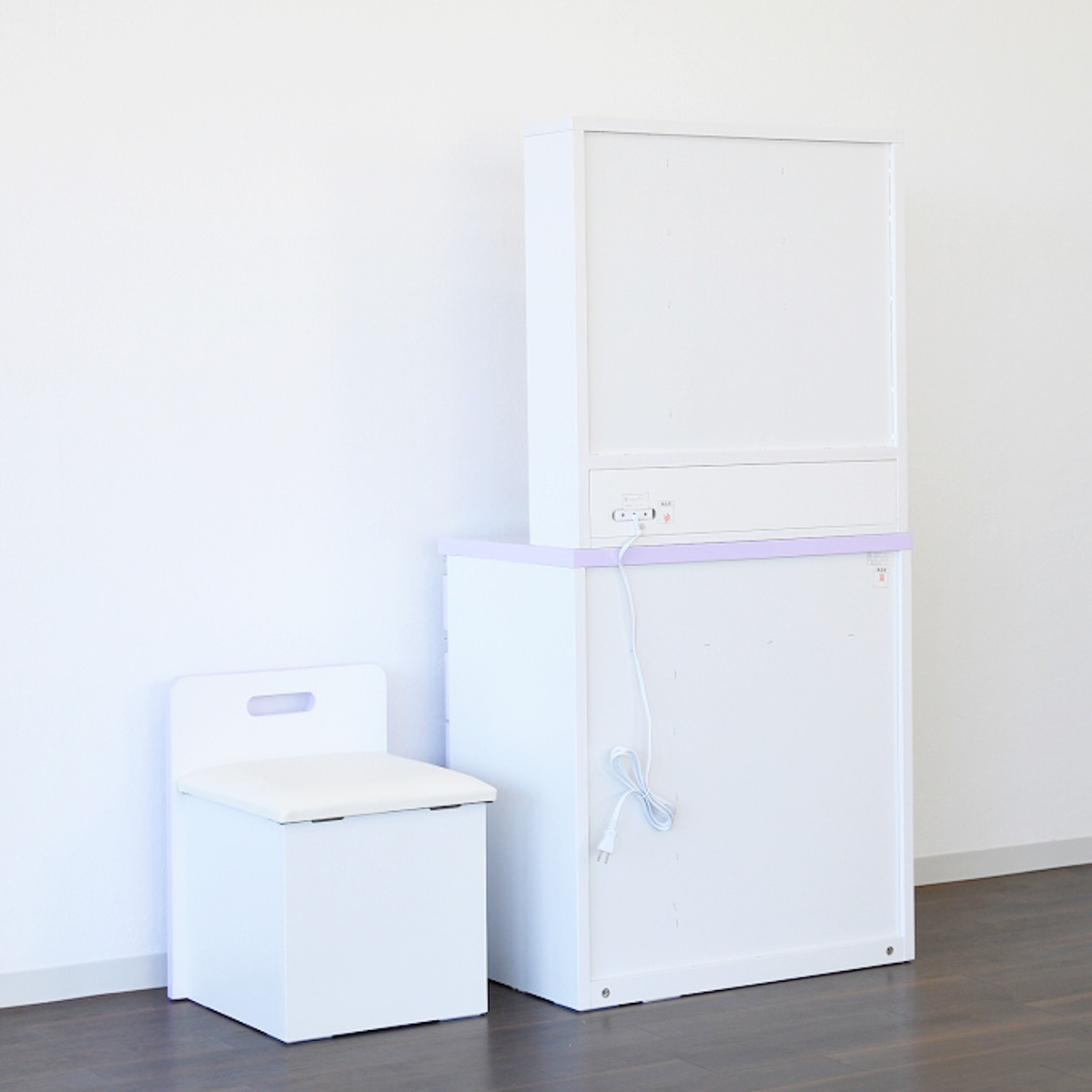 ドレッサー 幅65cm 鏡台 一面鏡 ローズ （ スツール付き コンセント