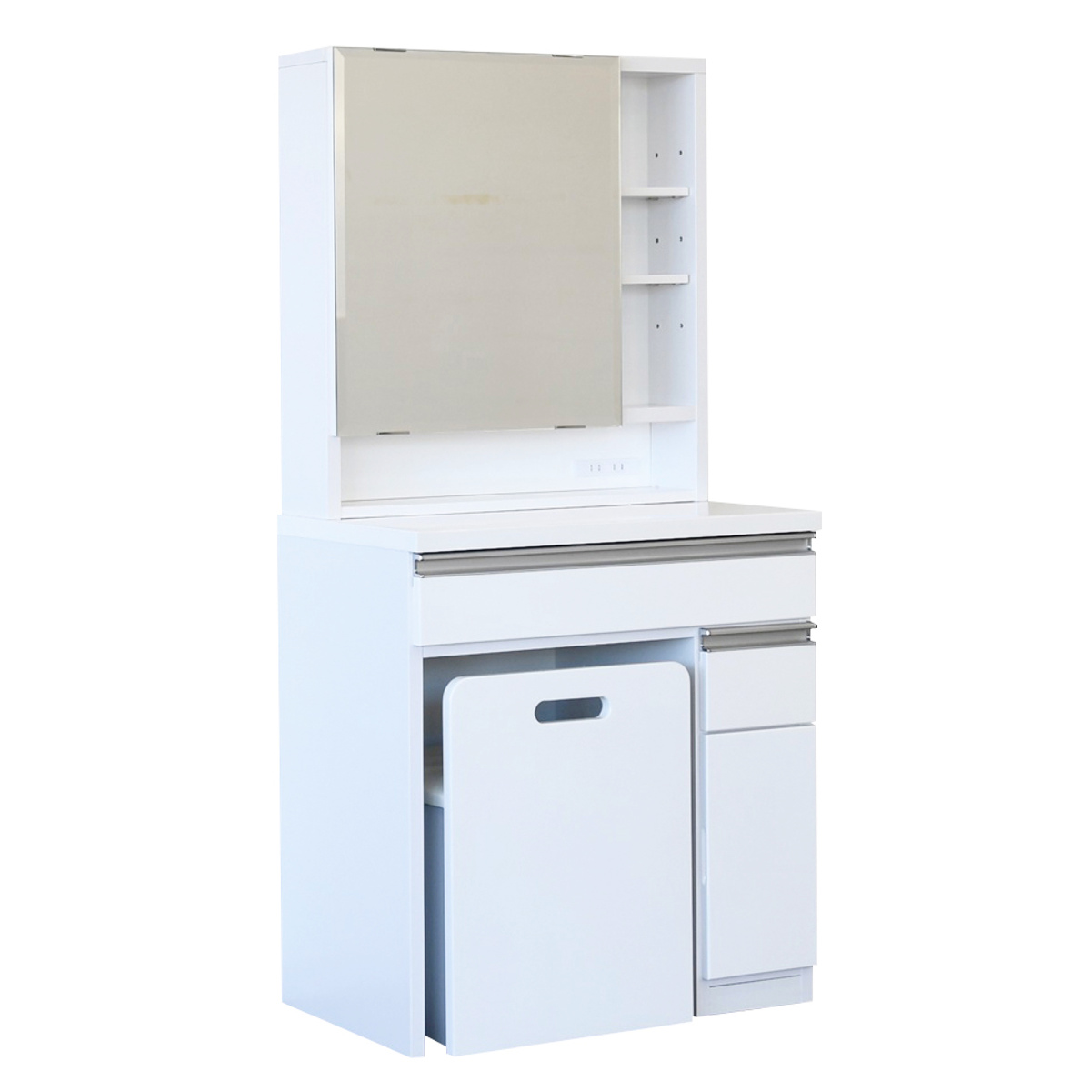 ドレッサー 幅65cm 鏡台 一面鏡 ローズ （ スツール付き コンセント