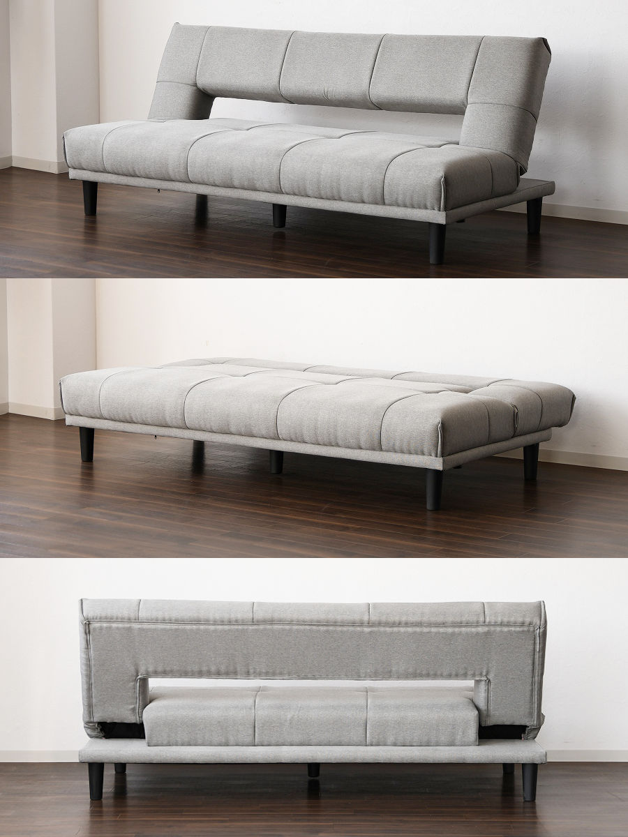 ソファベッド 幅180cm ロッコツー （ 3段階 リクライニング 肘なし