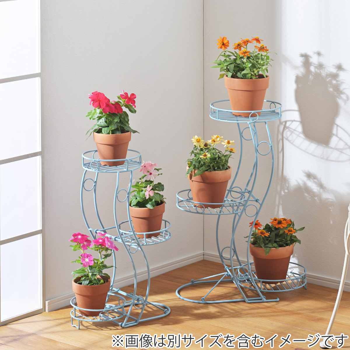 フラワースタンド 心春 S型 折りたたみ フラワーラック L ブルー