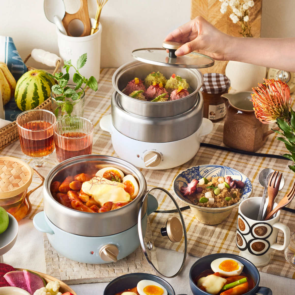 新品未使用　BRUNO うさまる　コンパクトマルチグリルポット BRUNO（ブルーノ） コンパクトマルチグリルポット ステンレス蒸し器