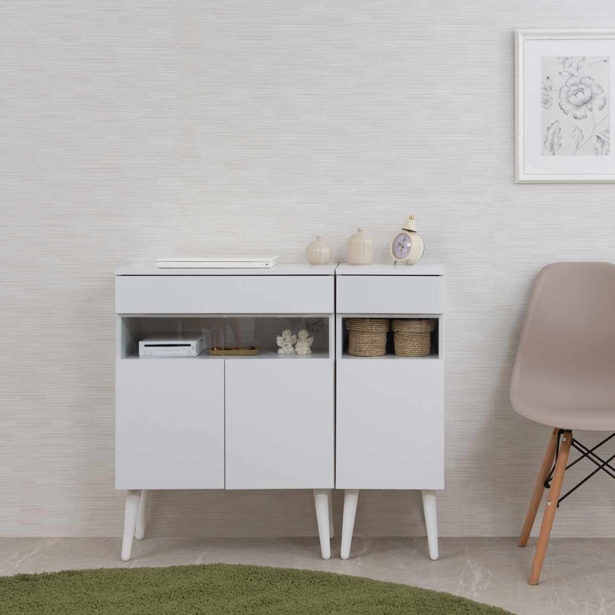 ルーター収納 幅30cm ファックス台 ホワイトリビング （ 棚 ラック