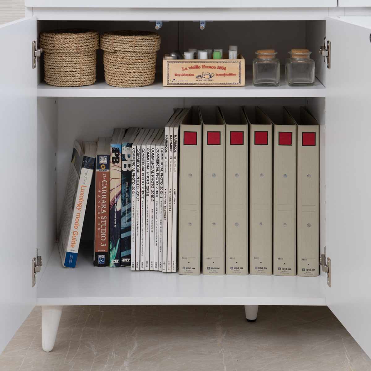 サイドボード 幅90cm 3枚扉 ホワイトリビング （ 食器棚 棚 ラック