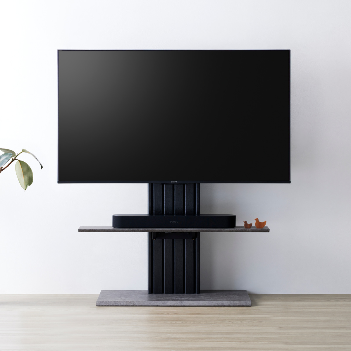 壁寄せ テレビスタンド モルタル調台座 65V対応 Pilast 幅100cm （ TV