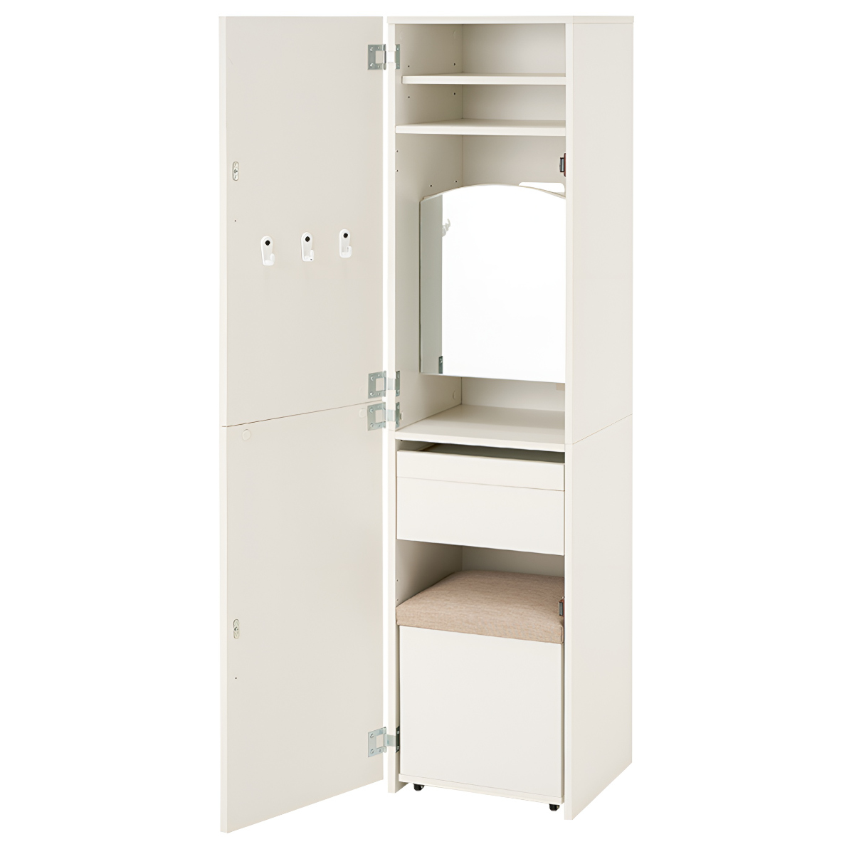 HAGiHARA（萩原） ドレッサー コンパクト 姿見ミラー スツール付き 大