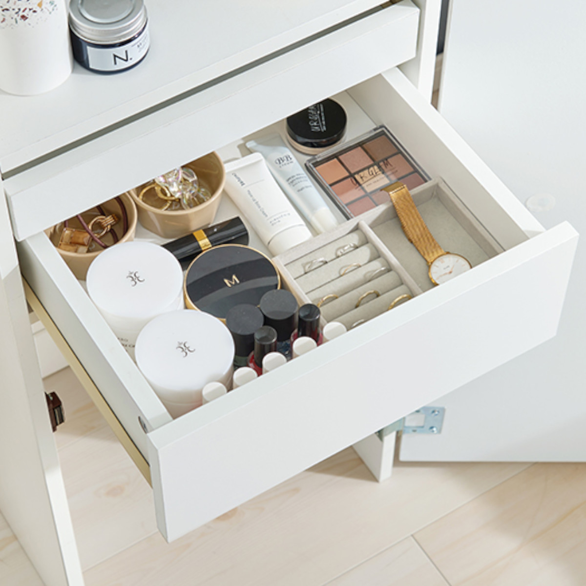 HAGiHARA（萩原） ドレッサー コンパクト 姿見ミラー スツール付き 大