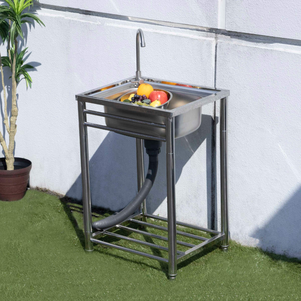 SANKA 流し台 幅79.5×奥行45×高さ80cm 蛇口付き ステンレス おそと