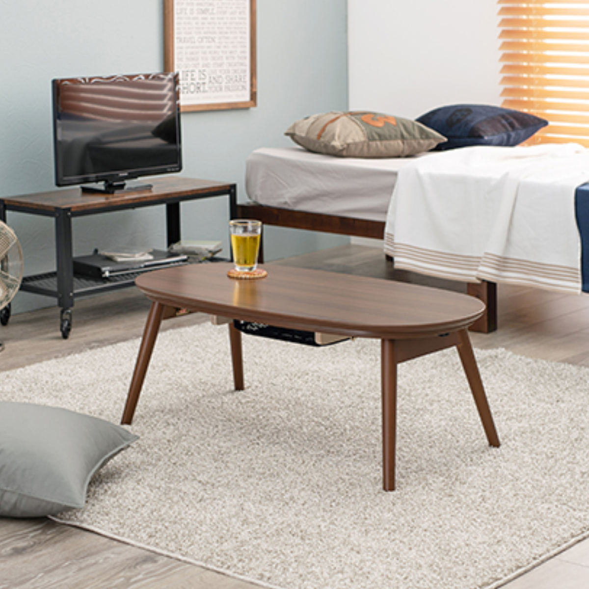 HAGiHARA（萩原） こたつ2点セット テーブル ブラウン 折りたたみ 幅